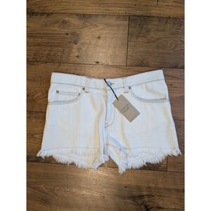 NWT Golden Goose White Denim Cut Off Frayed Hem Shorts Made Italy Sz 28 Fits‎ 32